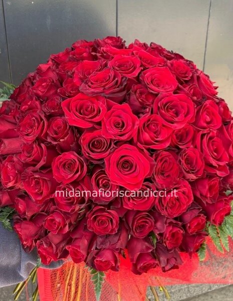 Bouquet 100 rose rosse da 60cm